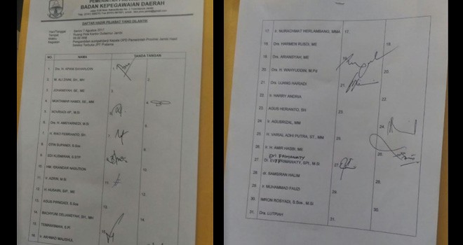 31 Nama Pejabat Eselon II Pemprov Jambi yang Dilantik Gubernur Jambi.