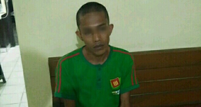 Wawan Aries Taboy (26) saat berhasil diamankan di Polres Tebo.