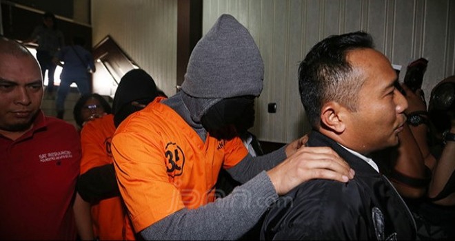 Marcello Tahitoe alias ello saat ditahan di Polresta Jakarta Selatan.