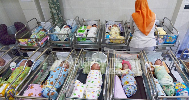 14 bayi mungil yang lahir bertepatan dengan HUT RI 17 Agustus 2017 di RS Annisa Jambi. Foto diambil  18 Agustus 2017. Foto : M Ridwan / JE 