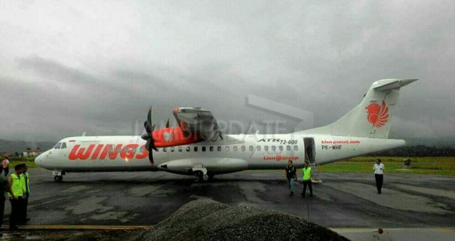 Wings Air saat uji coba bandar Depari Parbo Kerinci beberapa waktu lalu. Maskapai ini akan terbang perdana Jambi-Kerinci 5 September mendatang.