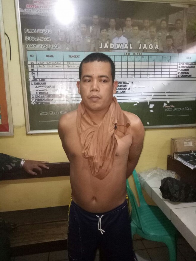 Sayroji, pelaku pembunuhan gajah di Tebo yang dibekuk polisi.
