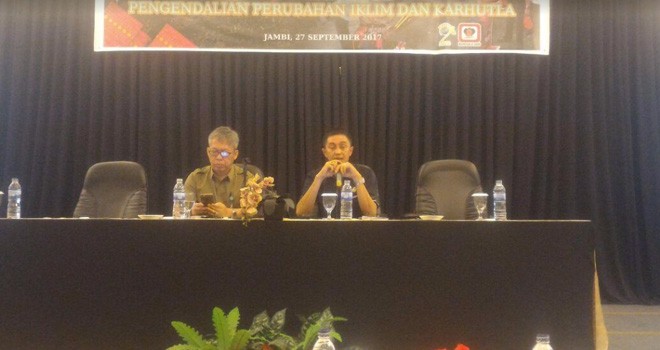 Acara publikasi pengendalian perubahan iklim dan karhutla, bertempat di hotel Wiltop.