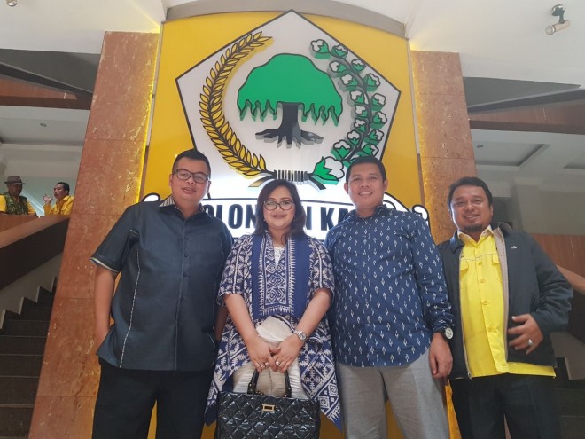 KFA, Selina Gita, Sufardi Nurzai dan Nuzul Prakasa usai rapat pleno tim pilkada DPP Golkar di Jakarta