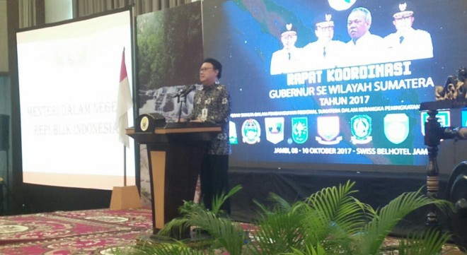 Dibuka Resmi Mendagri, Rakor Gubernur se Sumatera di Jambi.