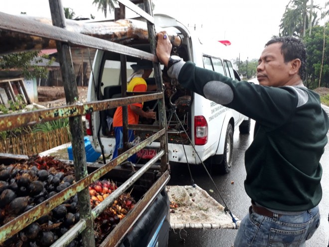 Mobil yang sejatinya untuk kepentingan masyarakat ini malah digunakan untuk mengangkut sawit, Senin (19/11). 