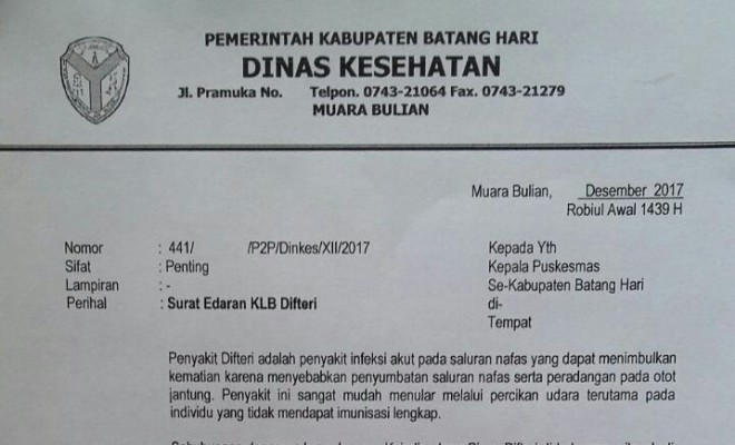 Kadis Kesehatan Batanghari Surati Seluruh Puskesmas.