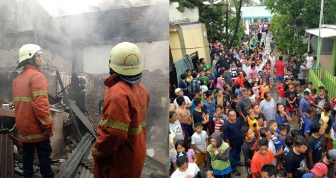 RUSAK: Kondisi rumah Mulyadi di Jl Uka Gang 17 No 5 Sememi, Benowo yang ludes terbakar.