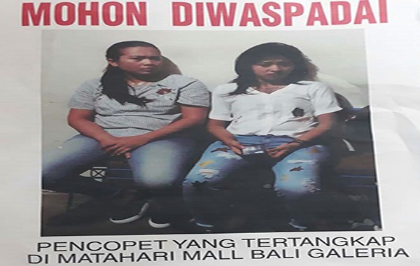 Dua pengutil yang beraksi di Mall Galeria diamankan satpam dan kini jadi viral di media sosial (Istimewa)