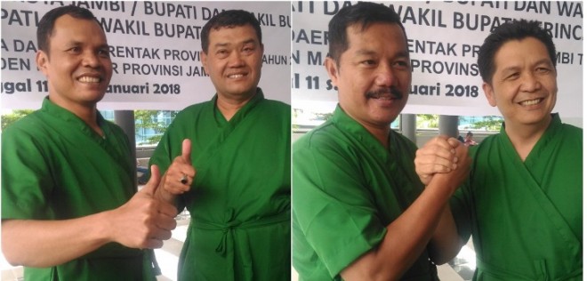 Pasangan calon Zainal Abidin-Arsal dan Monadi-Edison usai menjalani cek kesehatan sore ini (12/1)