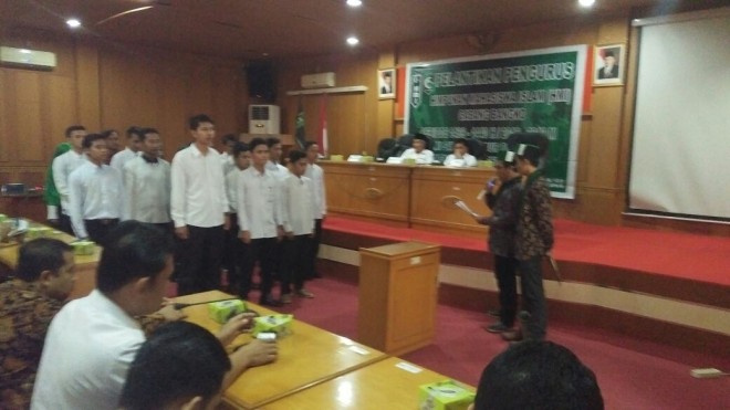 Pembacaan ikrar pelantikan yang dilakukan oleh Bendum PB HMI.