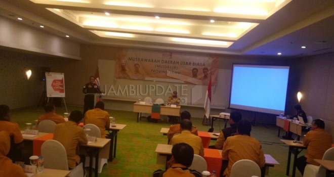 Pelaksanaan Musdalub DPD Hanura Provinsi Jambi di Thepark Lonce Hotel, Selasa (23/1) kemarin. Foto : Ist