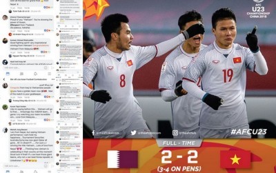 Akun Facebook AFC dibanjiri pujian warganet terhadap pencapaian Timnas Vietnam di Piala Asia U-23 2018. (Facebook AFC)