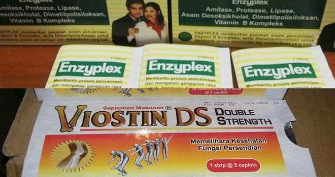 Viostin DS dan Enzyplex yang dilarang beredar oleh Badan POM karena mengandung DNA babi.