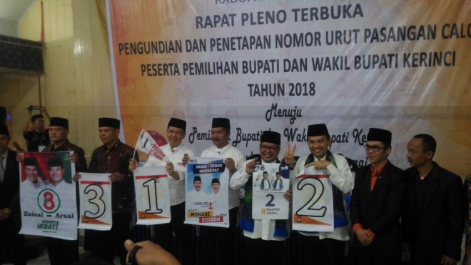 Hasil Pencabutan Nomor Urut Di Pilkada Kerinci.