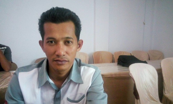 Janiko salah satu Komisioner KPU Merangin saat diwawancarai.