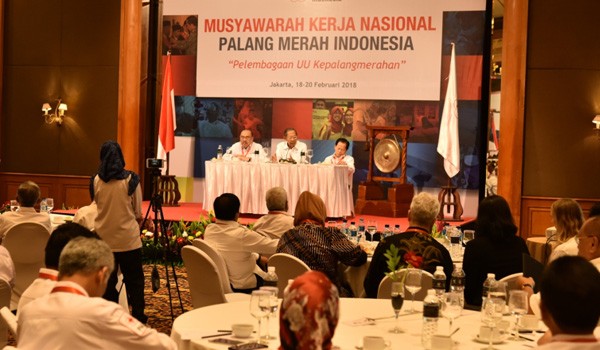 Wagub saat menghadiri Pembukaan Musyawarah Kerja Nasional (Mukernas) Palang Merah Indonesia (PMI) tahun 2018, bertempat di Arya Duta Hotel Jakarta.