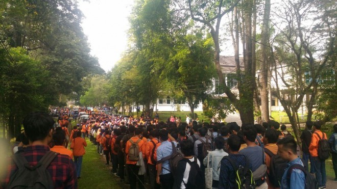 Aksi demontrasi mahasiswa Unja Senin kemarin (19/2)