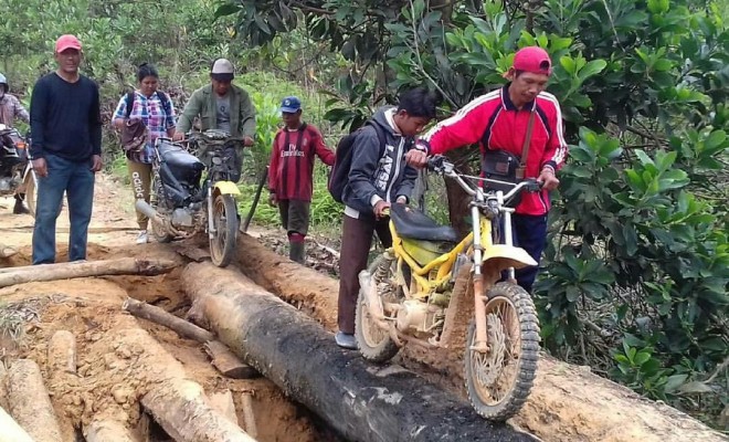 Memprihatinkan, Perjuangan Guru dan Murid SD di Batanghari Menuju Sekolah.