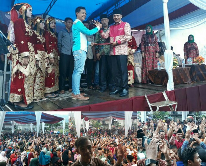 Pemuda dan pemudi serta masyarakat desa Koto Dian, Pulau Tengah mengukuhkan dukungan untuk pasangan calon nomor urut tiga ini.