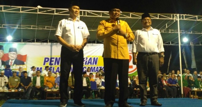Hadiri Pengukuhan Relawan Pemenangan Fasha-Maulana di Telanaipura, Ini Orasi Politik HBA.