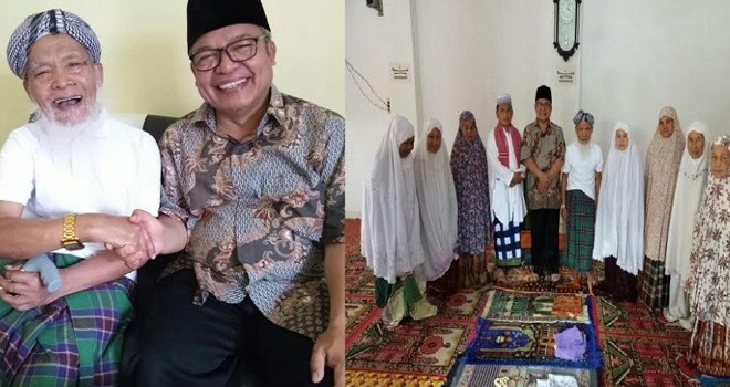 Ami Taher saat silaturahmi di kediaman Kiyai Syeh Muhammad Jamil Semurup.
