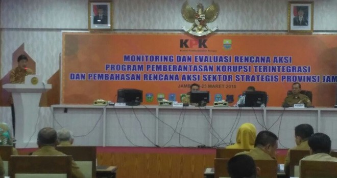Monitoring dan Evaluasi (Monev) Rencana Aksi Program Pemberantasan Korupsi dan Pembahasan Rencana Aksi Sektor Strategis Provinsi Jambi.