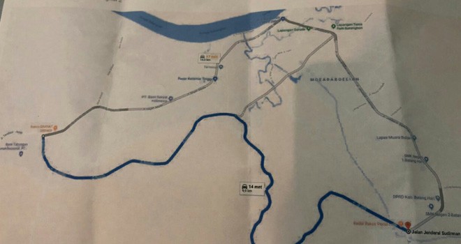 Rute Jalan batu bara di Jambi.