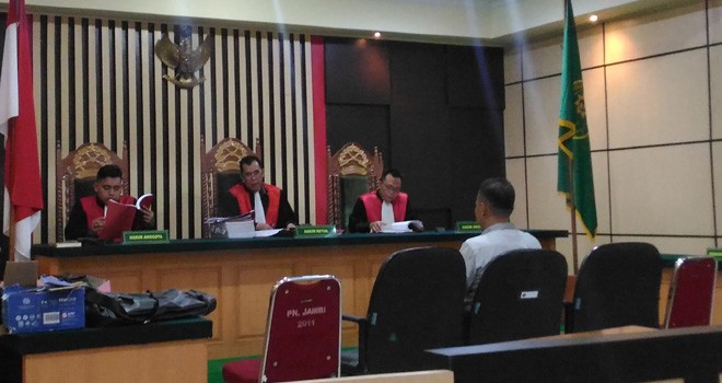 Sidang tuntutan Mantan Kades Mendahara Tengah di Pengadilan Tipikor Jambi.
