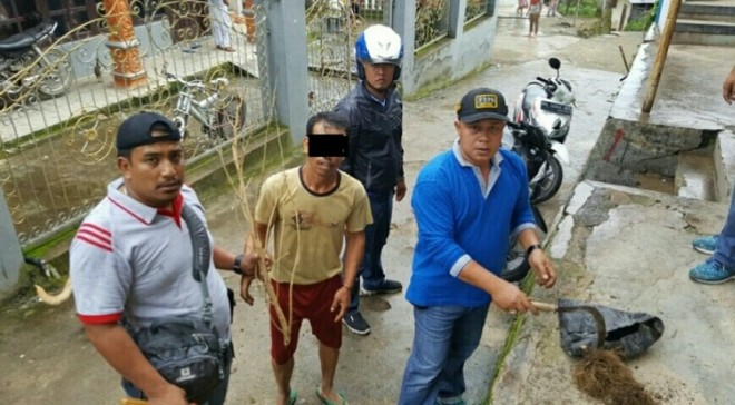 Pelaku saat diamankan satres narkoba Polres Kerinci.