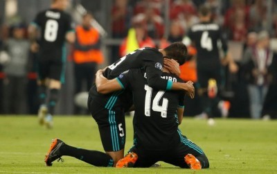 Real Madrid mencatat kemenangan ke-150 di Liga Champions pada laga tandang ke markas Bayern Muenchen. (Twitter @ChampionsLeague