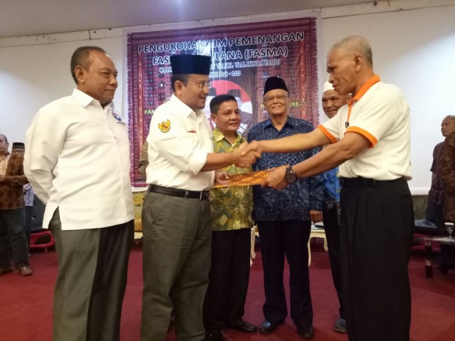 Pengukuhan tim pemenangan Fasha-Maulana untuk Keluarga Besar Tabagsel Kotajambi ini dilakukan, Selasa malam (24/4/2018) di salah satu hotel di Kotajambi.