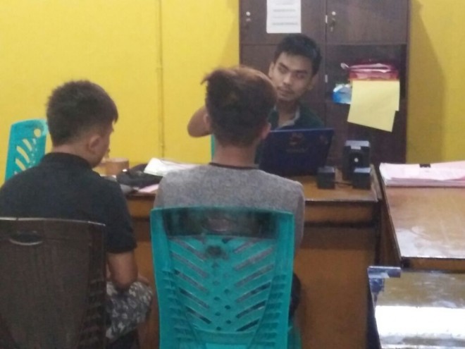 Korban saat melapor ke Polres Merangin.