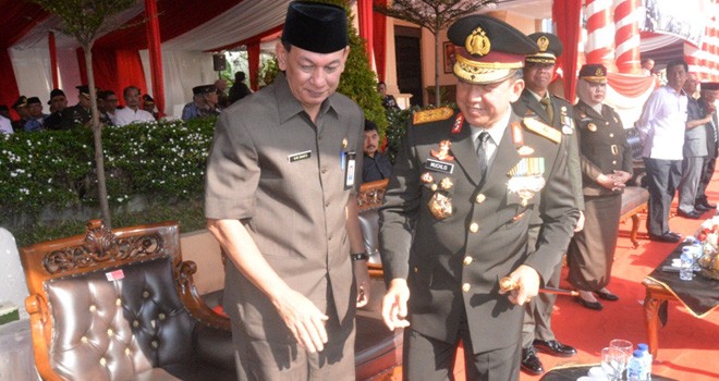 Upacara Peringatan HUT ke-72 Bhayangkara, di lapangan Mapolda Jambi Rabu (11/7).