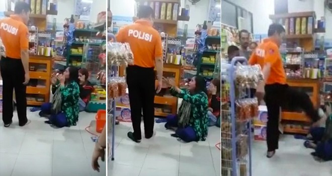 Pria diduga AKBP Yusuf tendang ibu di minimarket