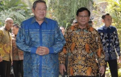 SBY dan Prabowo Subianto dalam pertemuan di kediaman Prabowo, di Jalan Kertanegara IV, Jakarta Selatan, Senin (30/7/2018)