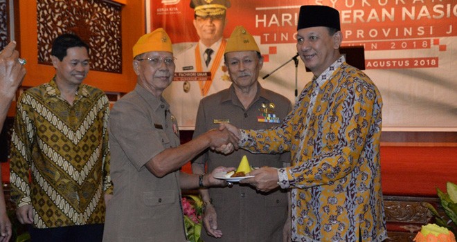 Syukuran dalam rangka Memperingati Hari Veteran Nasional Tingkat Provinsi Jambi Tahun 2018, bertempat di Auditorium Rumah Dinas Gubernur Jambii, Jumat (10/08).