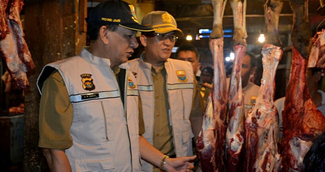 Satgas Pangan melakukan sidak di Pasar Tradisional Kota Jambi sebelum Lebaran Idul Adha.