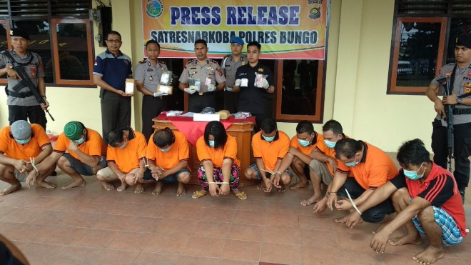 10 Pengedar Narkoba di Bungo Diringkus Polisi.