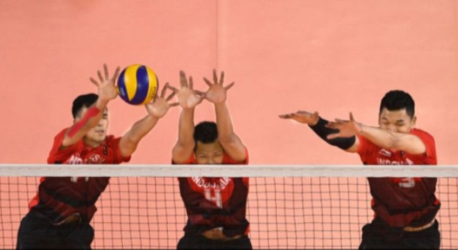 Timnas voli Indonesia berlaga di Asian Games 2018. Foto : Inasgoc