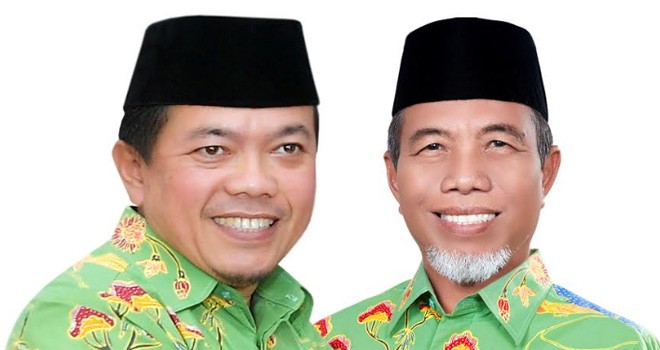 Bupati Merangin terpilih, Alharis dan Wakil Bupati Mashuri.
