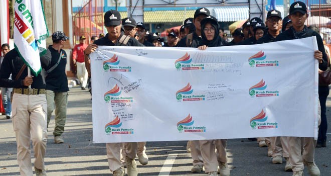 Peserta Kirab Pemuda Nasional 2018 di Jambi.