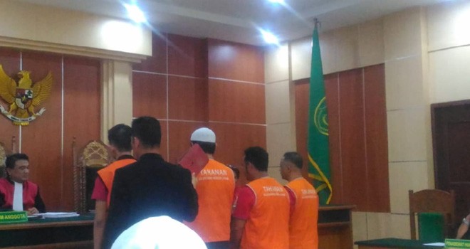 Suasana sidang tuntutan terdakwa penyalahgunaan narkotika, M Hafiz Cs di Pengadilan Negeri Jambi, Selasa (2/10).