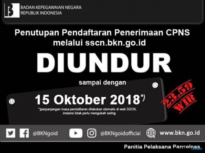Pendaftaran CPNS Diperpanjang Hingga 15 Oktober.