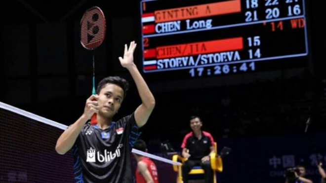 Anthony Sinisuka Ginting akan bersua dengan Kento Momota di babak pertama Denmark Terbuka 2018 (Dok PBSI)