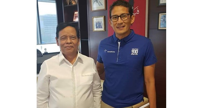 Drs. H.A Murady Darmansyah bersama Cawapres Sandiaga Uno usai koordinasi persiapan kunjungan ke Provinsi Jambi, Kamis (18/10) di Jakarta