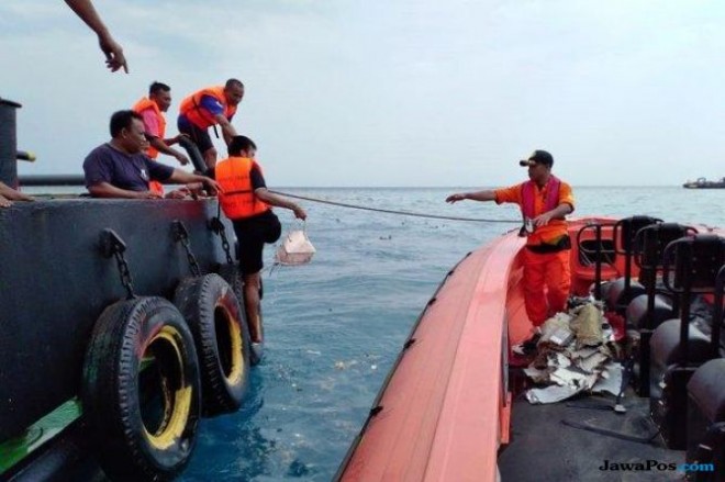 Pesawat Lion Air JT-610 tujuan Cengkareng-Pangkal Pinang jatuh saat masih berada di daerah Jawa Barat pada Senin (29/10) (Basarnas)