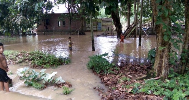 Banjir di Dusun Tanjung Belit Jujuhan.
