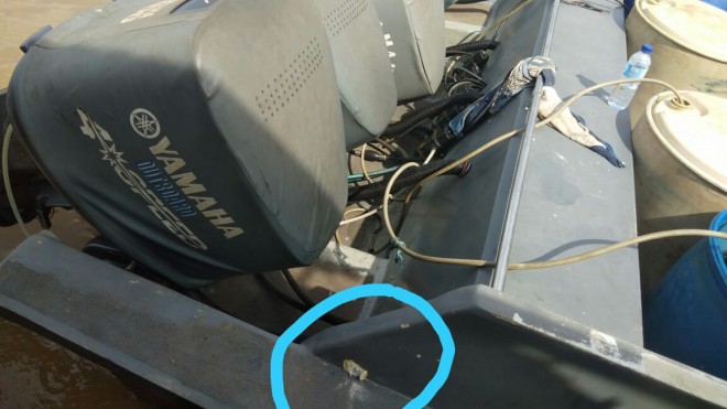 Terlihat pada Speedboat bekas Tembakan. 