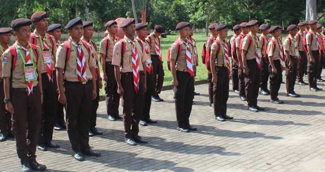 Peserta Diksar Satuan Reaksi Cepat Satuan Tugas Pramuka Peduli Darma Bakti 06 Kwarda Gerakan Pramuka Jambi saat mengikuti kegiatan.    